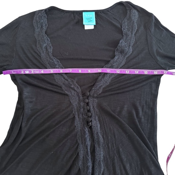 Vintage Y2K whimsigoth Black Lace Cardigan witch fairy goth grunge boho S M 882 - Picture 7 of 12